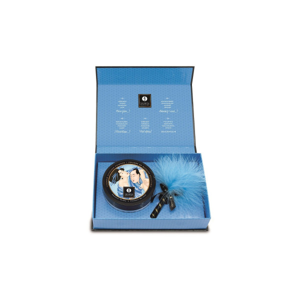 Mini Coffret poudre corporelle noix de coco et plumeau assorti 
